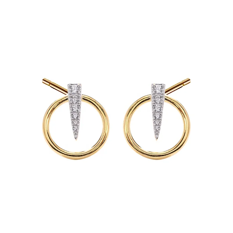 

E1276E Fashion earring gold plated Zirconia circle hoop bolt earrings stud by Moyu