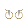 E1276E Fashion earring gold plated Zirconia circle hoop bolt earrings stud by Moyu