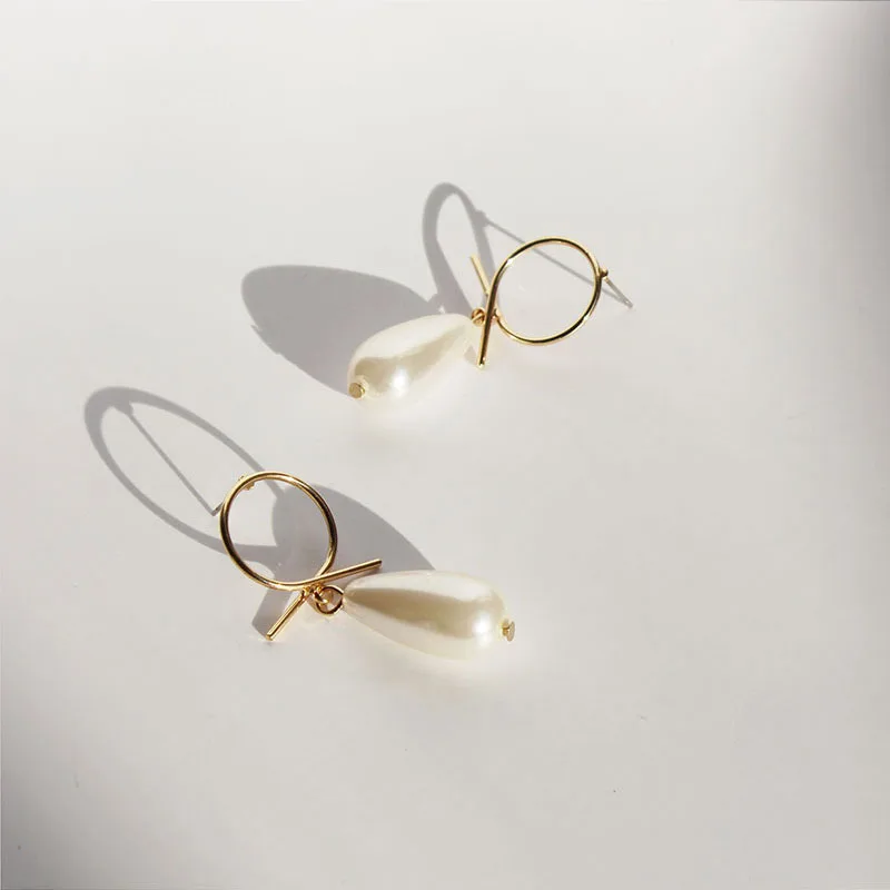 

Trendy Geometric Imitation Pearl Earring Temperament Simple Small Dangle Drop Earring Women Party Jewelry Accessories