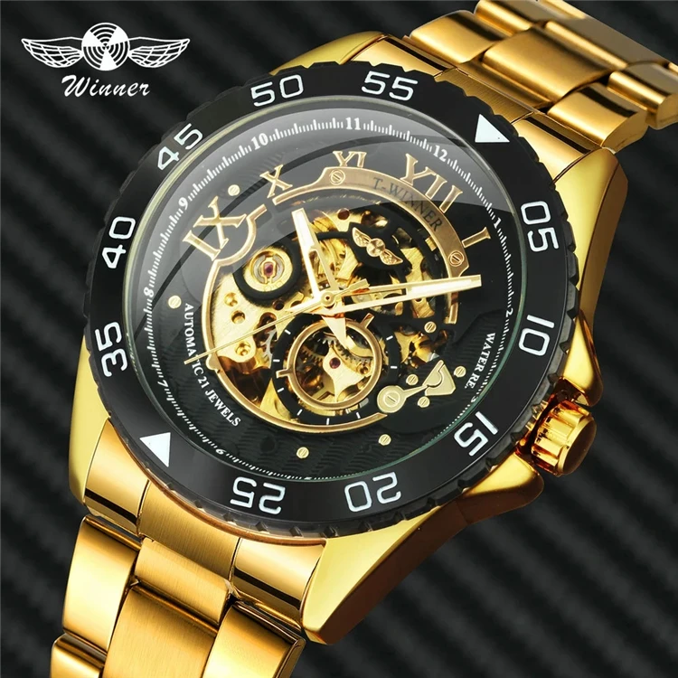 

WINNER WIN301 Luxury Sapphire Crystal Men Automatic Mechanical Watches Ceramic Bezel Luminous automatic diver watches