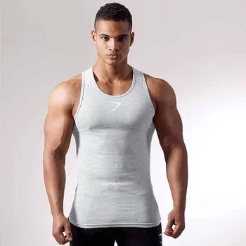 

Mens Gym Men Fitness Bodybuilding Custom Logo Design Polyester Cotton Fitness Tank Tops