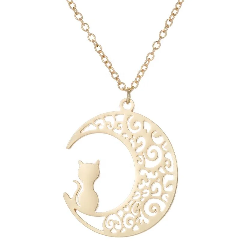 

Bijoux wholesale custom Fashion colar Necklaces Moon and cat Pendants Necklaces For Women Men