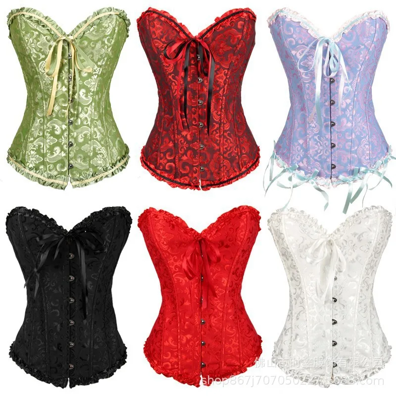 

2021 New four seasons ladies sexy corsets steel buckle bone abdomen support chest gathered corsets women plus size corsets