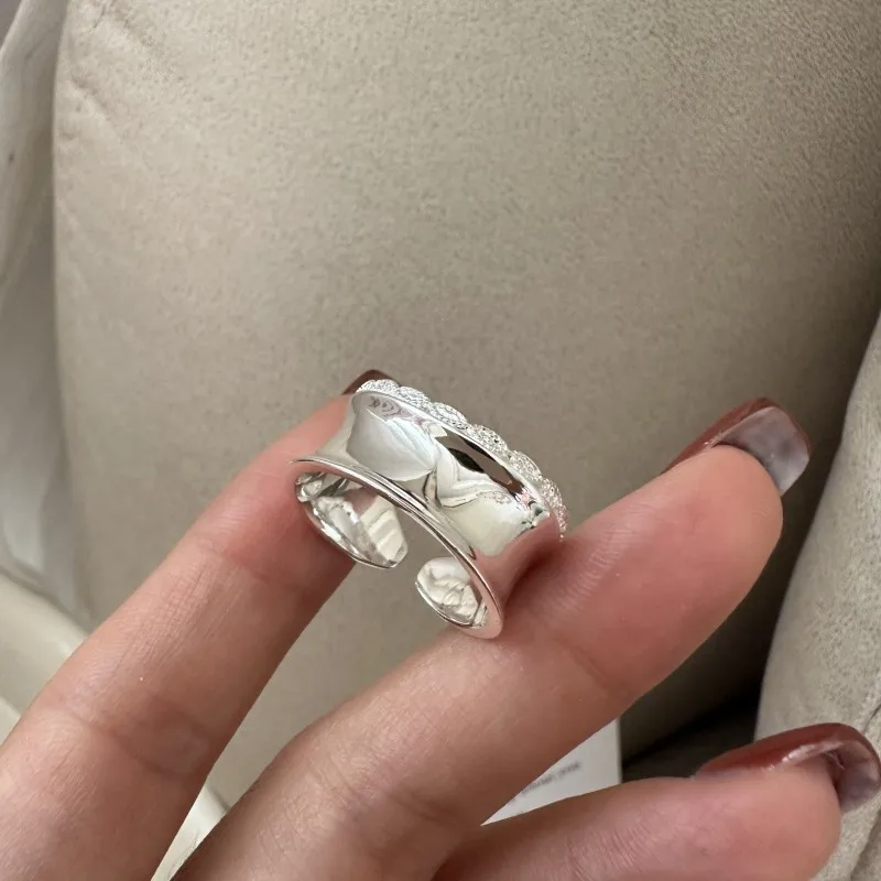 Geometric Vintage Wholesale Chunky Wide Open Rings for Women 925 Sterling Silver Fine Jewelry