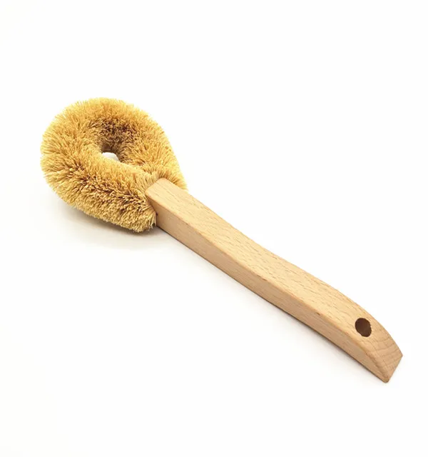 

Free Shipping Customized Nature Beech Handle Coconut Fiber Kitchen Tableware Cleaning Brush