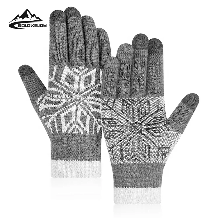 

GOLOVEJOY DZ62 Best Quality Wool Winter Warm Glove Jacquard Knitted Full Finger Touch Screen Wool Gloves For Men