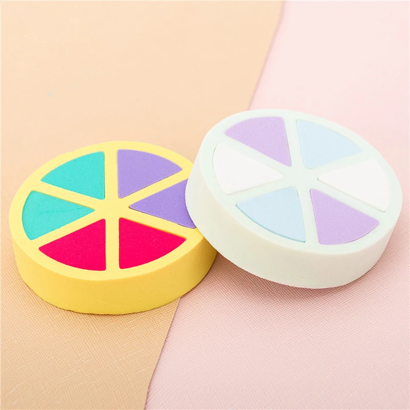 

Hotsale New Arrival Popular Colorful 6in1 Powder Puff Cute Eyeshadow Blush Makeup Tools for Makeup Salon