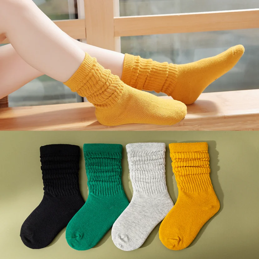 

Fashion winter socks kids children's slouch socks combed cotton candy colored girls socks for kids, Picture shows