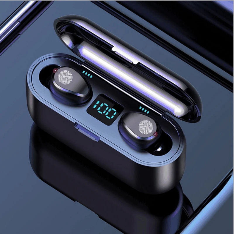

F9 Fingerprint touch in-ear for Blue tooth headset TWS True Wireless Headset With digital display charging compartment