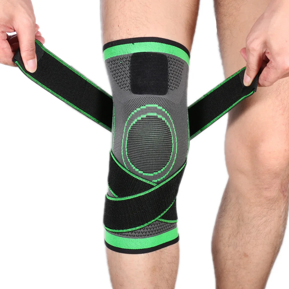 

3D Weaving Compression Knee Sleeve Brace for Men & Women, Kneepad Support with Adjustable Strap for Pain Relief, Running, Black+orange+green
