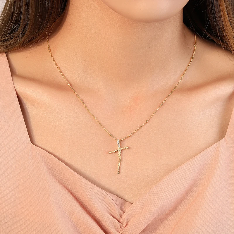 Ya0040 Religious Jewelry Catholic 925 Sterling Silver 18k Gold Cross