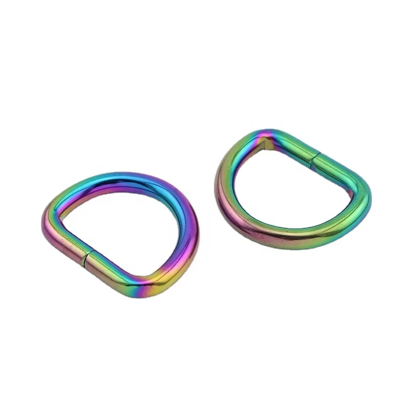 

Nolvo World 12 colors 25*20mm 1" Iridescent rainbow Metal Handbag Opening D-Ring In Iridescent Rainbow Purse D Rings Wholesale