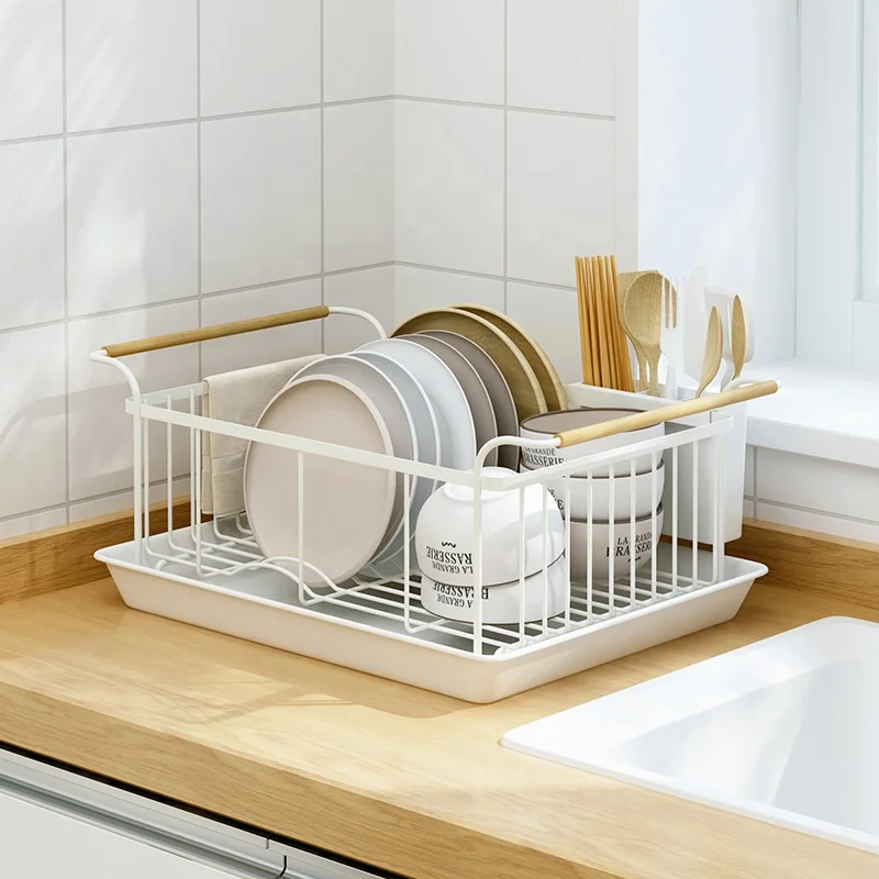 

Wholesale kitchen counter-top Dishes drying rack, White