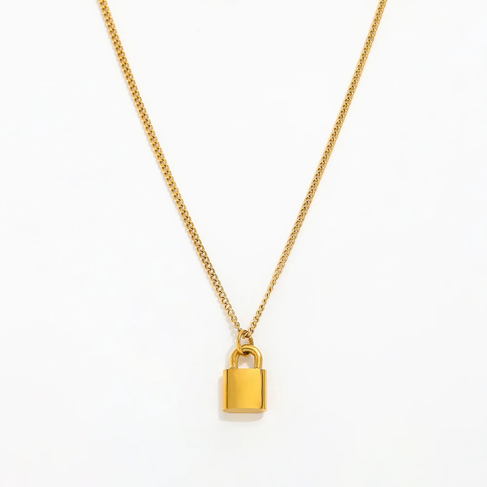 Joolim Jewelry 18K PVD Gold Plated Padlock Pendant Necklace Stainless Steel Jewelry
