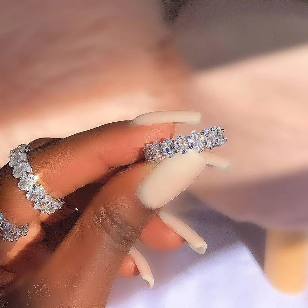 

size 6 7 8 9 rose gold pink oval zircon cz ring for women, Customized