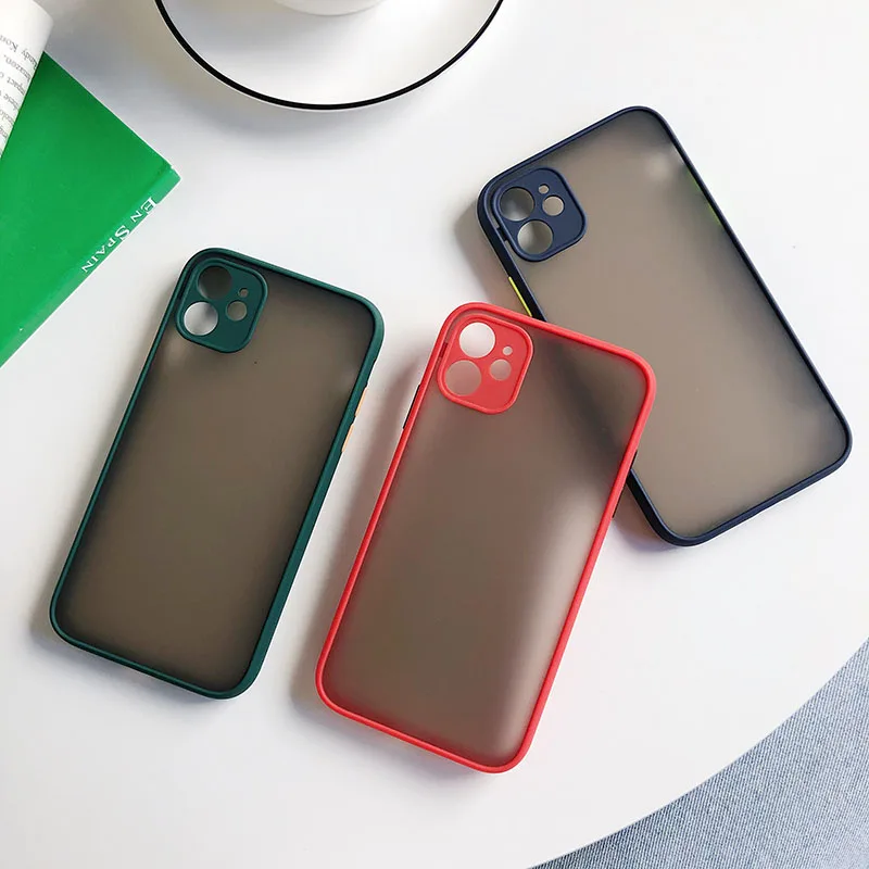 

2021 Luxury Contrast Color Case For iPhone 11Pro Max XR X XS MAX 8 7 6 6S Plus 12 Frame Matte Hard PC cover