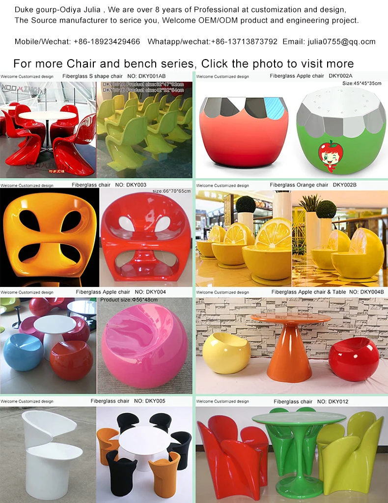 DKY002B Modern fruit chair FPR Fiberglass  orange shape chair fiberglass public customized design chair home furniture