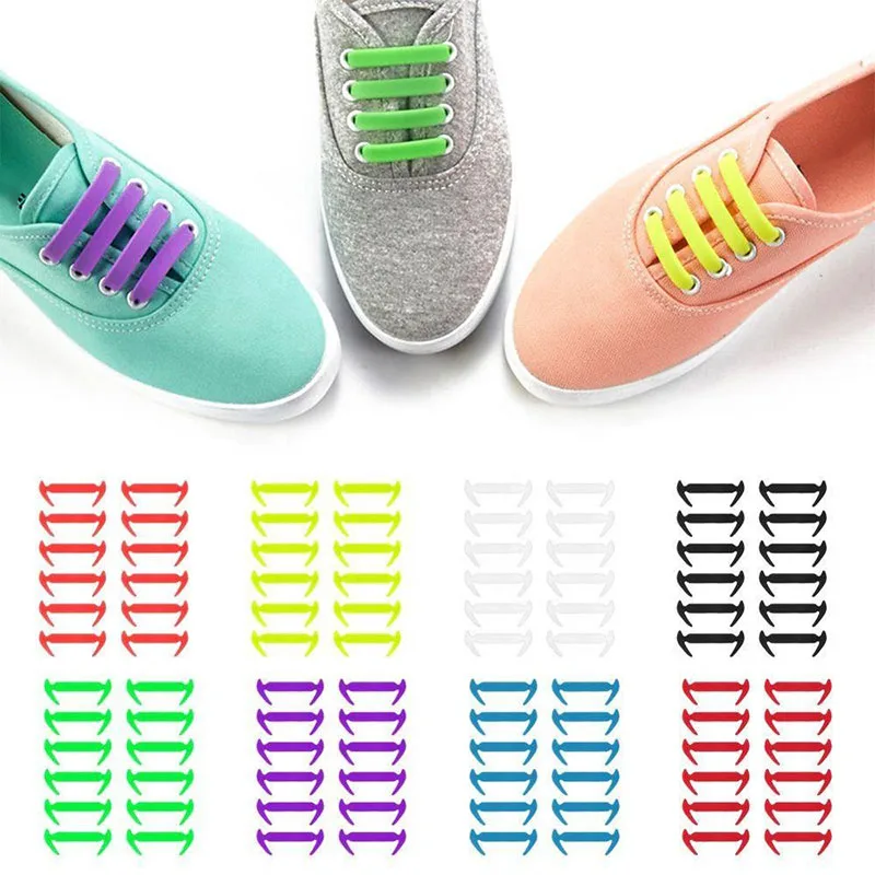

Custom Printing Adult Lazy Elastic No Tie Shoelaces Silicone Shoelace Easy Shoe Laces, Multi color