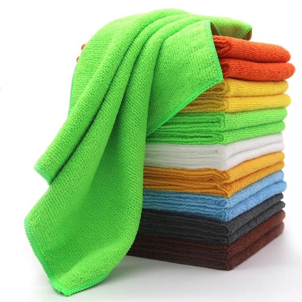 

25x25cm Houseware Wiping Rags Soft Highly Absorbent Microfiber Cleaning Cloths for for House Kitchen Car Window, 14 colors for choose