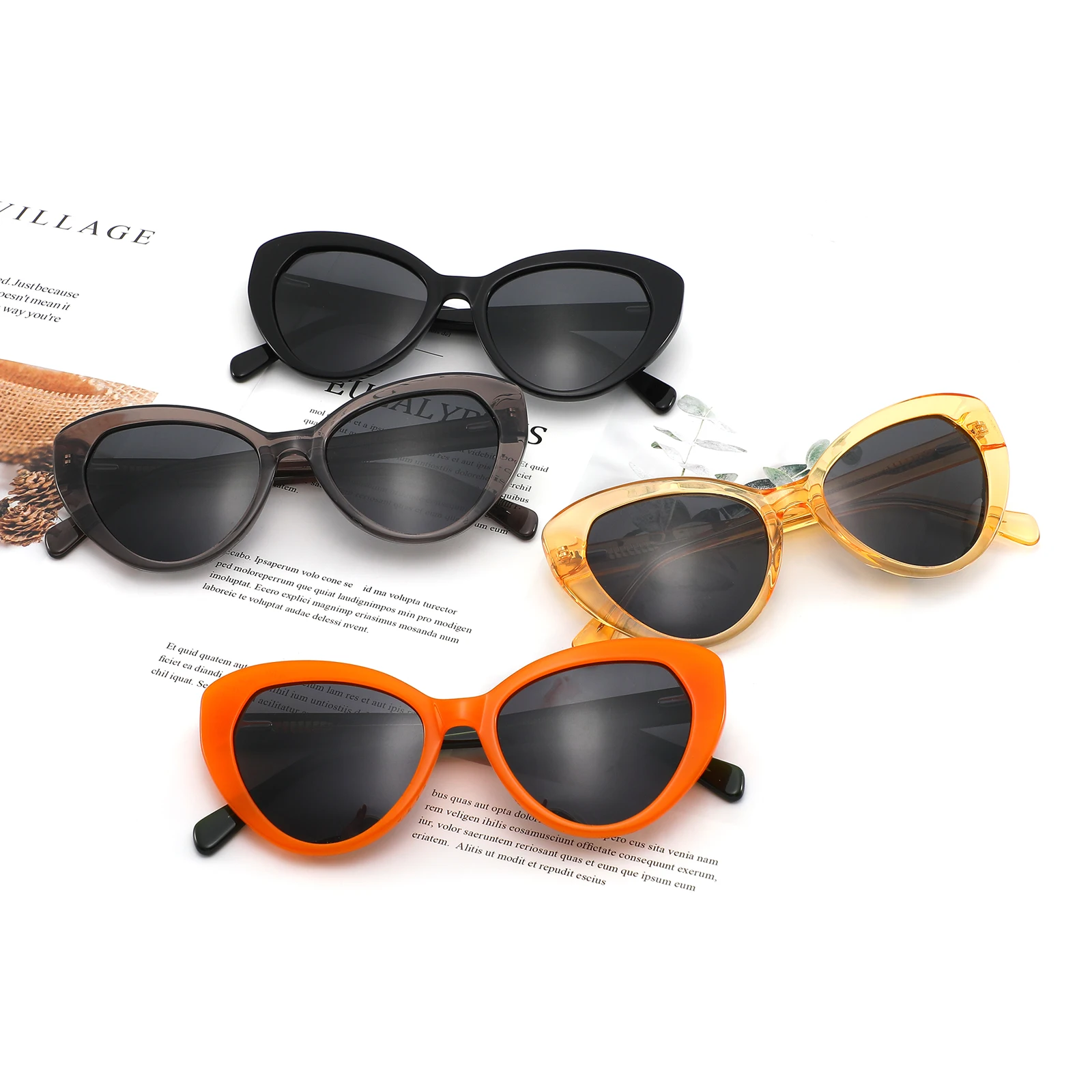 

new hot selling trendy Orange Fashion Cateye acetate eyewear summer eyeglasses luxury sun glasses polarized sunglasses 2022