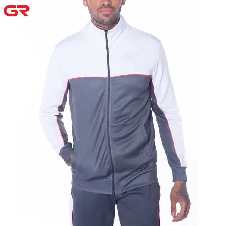 New Design Custom Running Tops Full Zip Color Contrast Active Mens