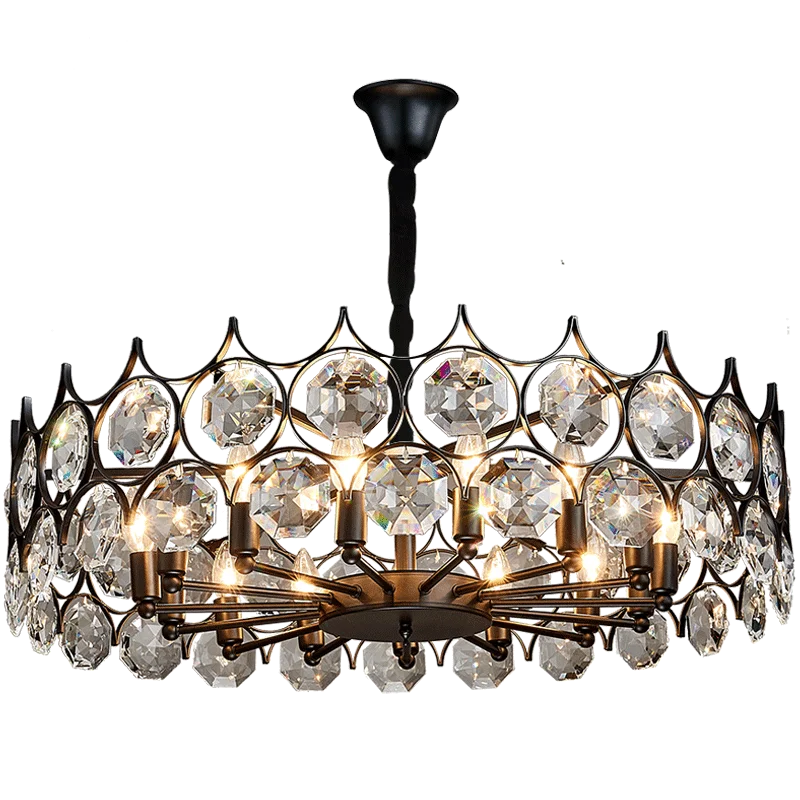 Personality simple creative restaurant porch 6 light matt black crystal chandelier pendant light