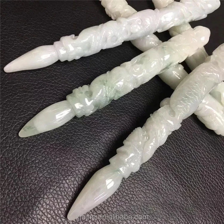 

Myanmar jadeite a cargo dragon column writing brush ornaments jade pendant pendant jade handicraft factory wholesale