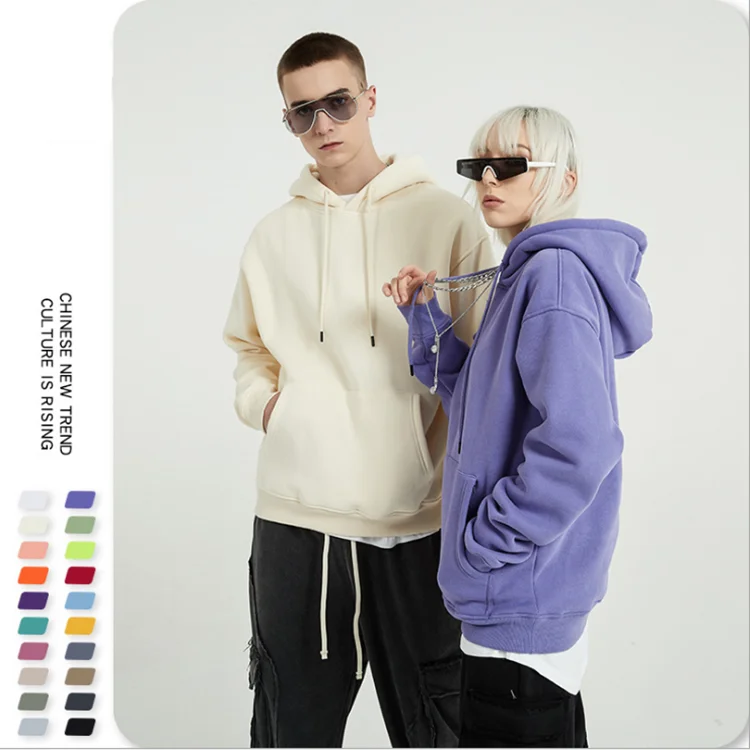 

350g Plus Velvet Oversize Fashion Brand Loose Cotton Custom Logo Men's Blank Hoodies, Multi color