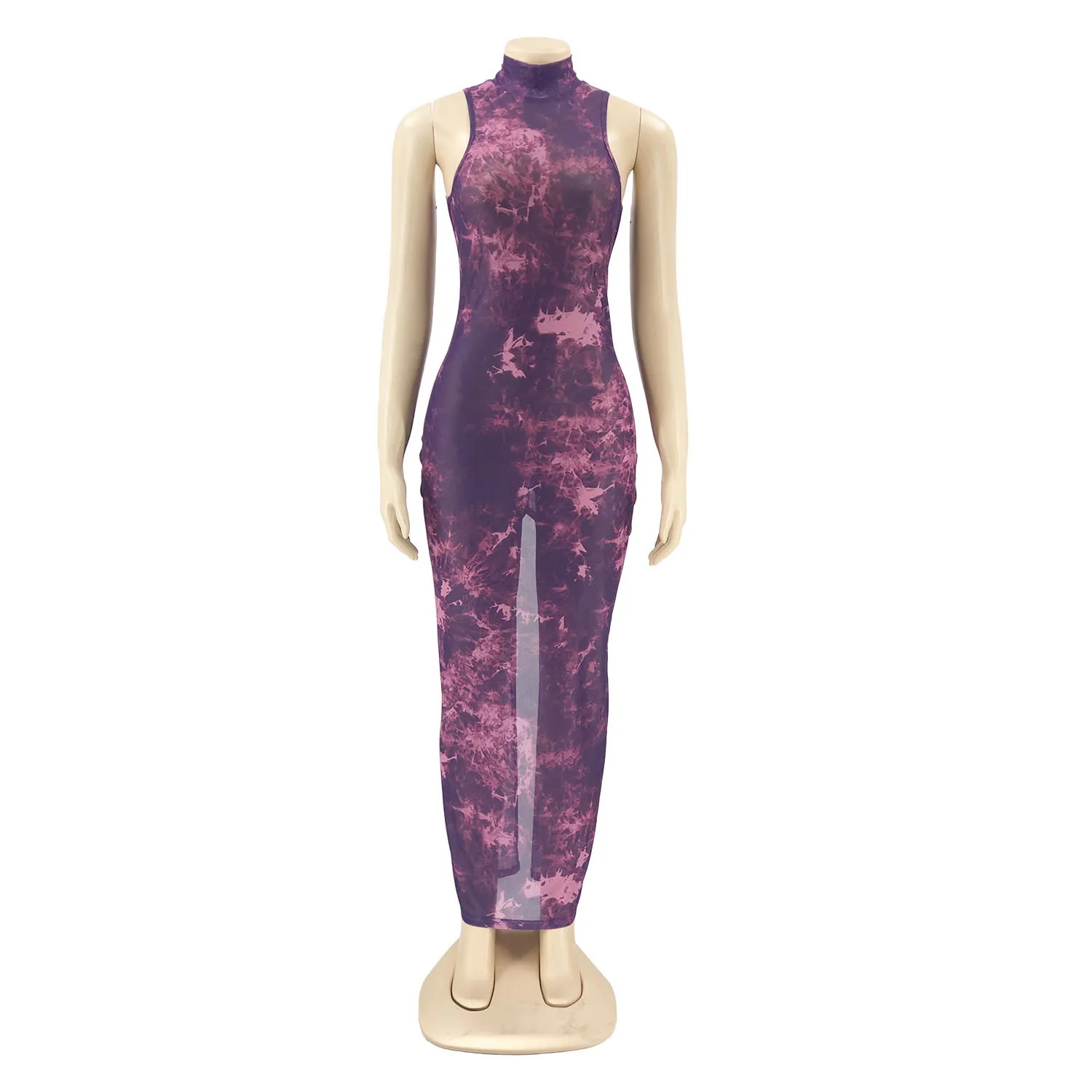 

Summer Sleeveless Mesh Long Dress Women Print Backless Casual Dress Clothes Ladies, Colours