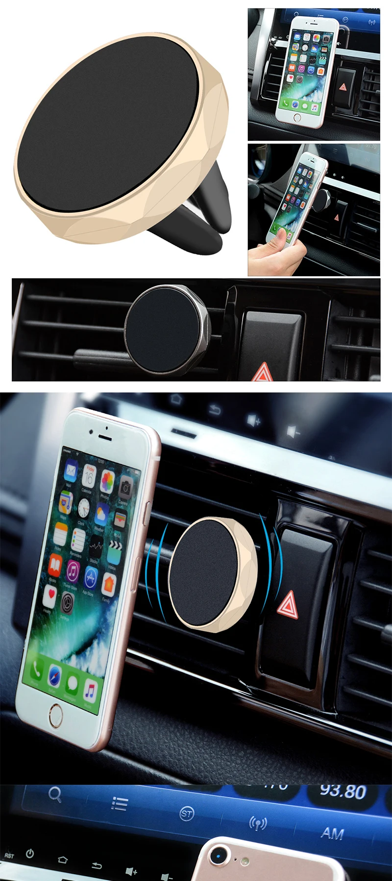 Eonline For iPhone 6 7 8 Plus X Air Vent Mobile Phone Car Mount Stand Holder For Xiaomi Universal Magnetic Car Phone Holder