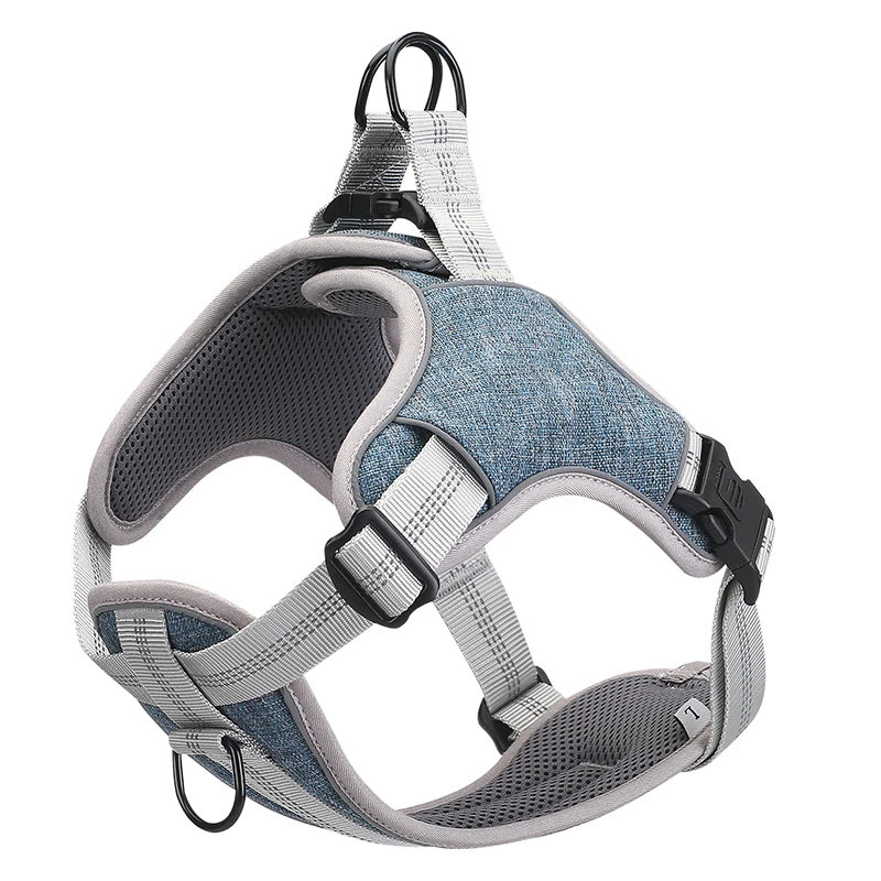 

Reflective Mesh Breathable Dog Harness Body Belt Vest Pet Training Safety Backpack Leash for Small, Medium, Large Dogs, Pink, blue, grey