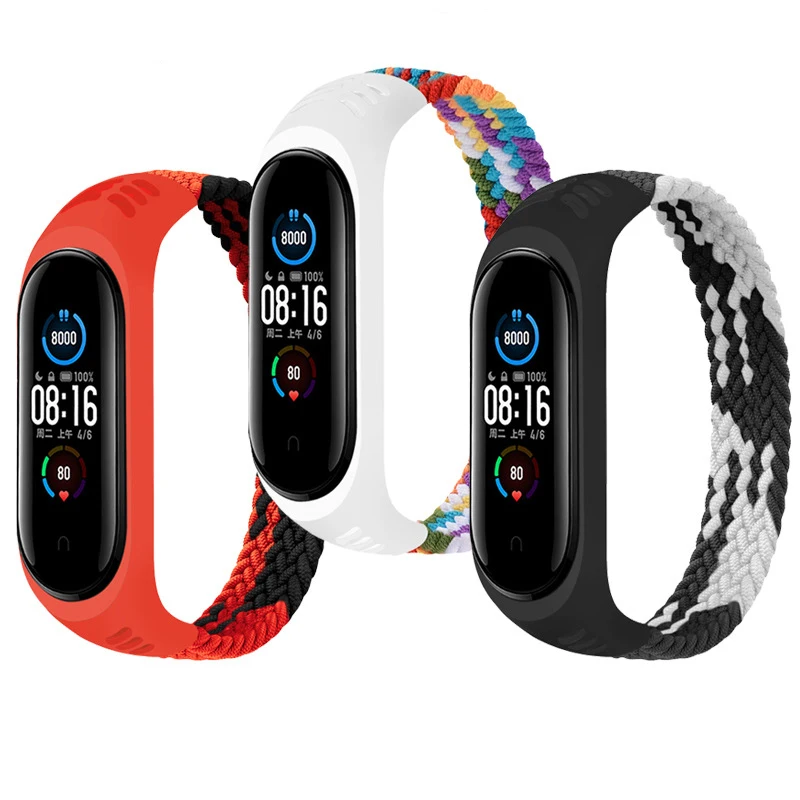 

BOORUI Nylon elastic watch bands for xiaomi mi band 6 5 4 3 strap solo loop mi smart band 6 strap, 11 colors
