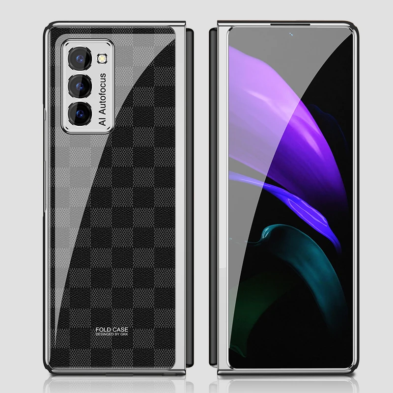 

Luxury Pattern 9H Tempered Glass Fold Case For Samsung Galaxy Z Fold 2 Hard Protective Cover, More than 20 colors