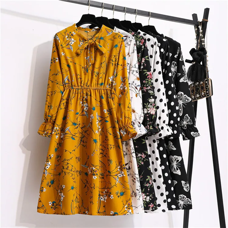 

Zacavia Hot Sale Spring Korean Women's Dress Casual Loose Fashion Floral Dress, Different colors and support to customized