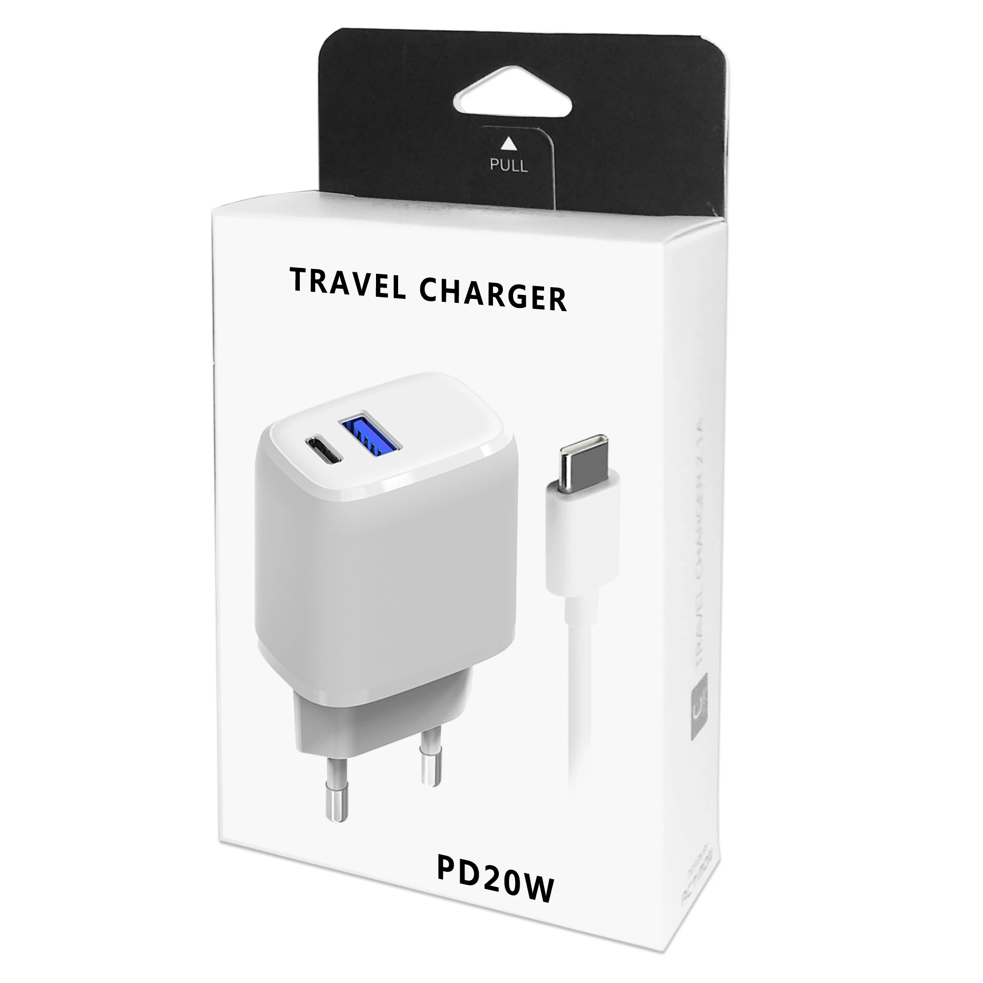 

High quality US EU plug PD QC 3.0 dual USB wall charger white with 1m cable for iphone bulk cheap shenzhen factory