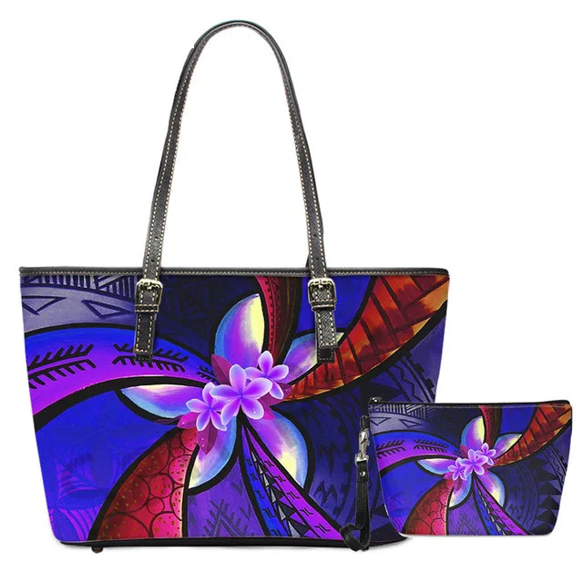 

DH2Pcs Handbags And Wallet Set Polynesian Traditional Tribal Print Girls Grateful Custom Big Handbags For Women Retro Handbags