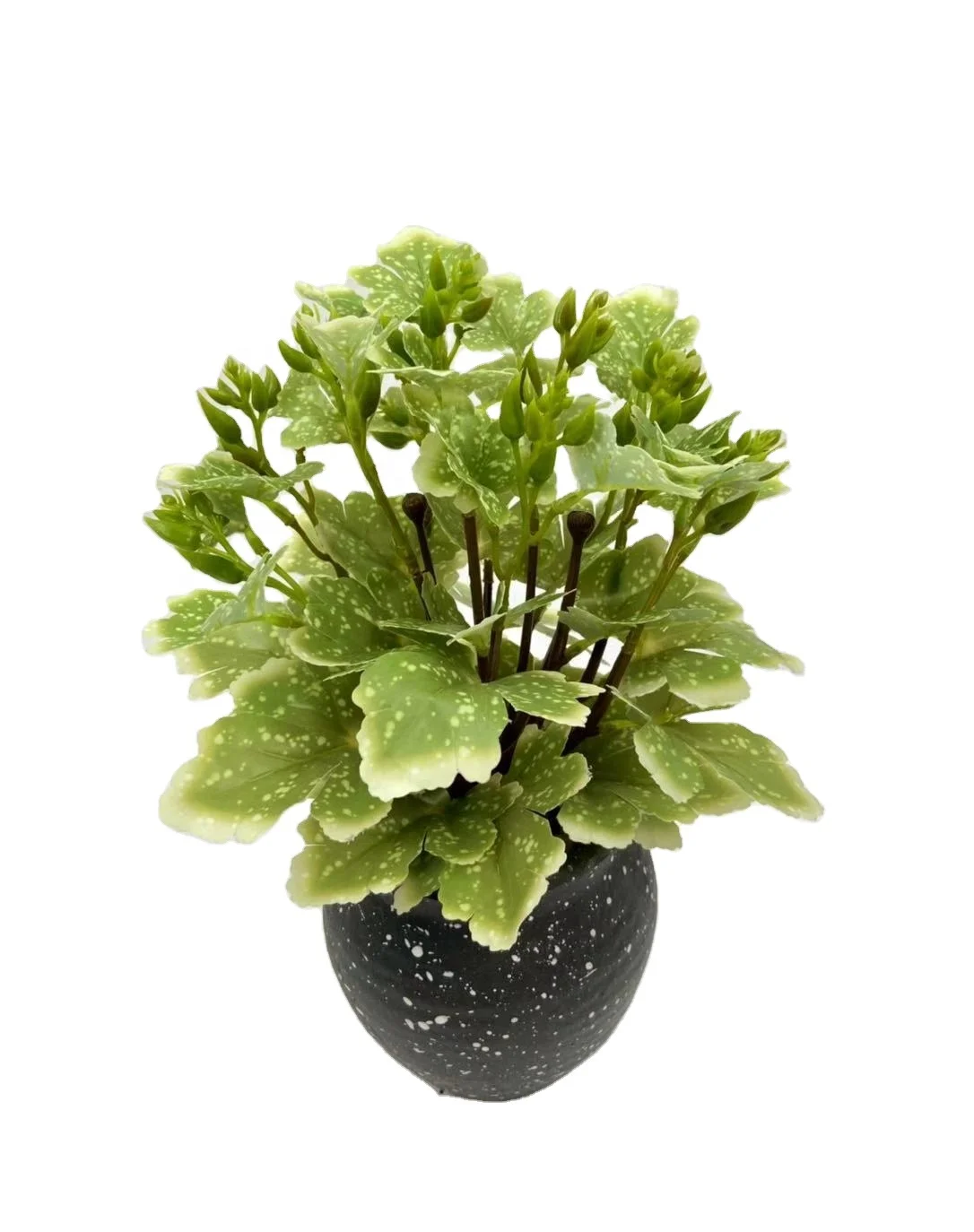

Mini bonsai artificial small potted plant greenery leaves for desk indoor decoration, Green yellow and brown color