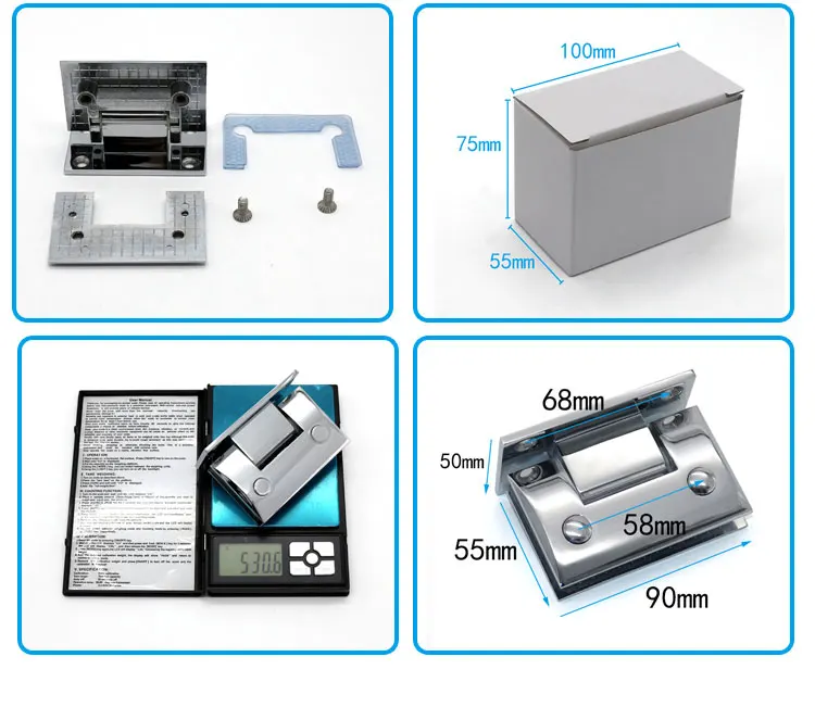 Tempered glass shower hinge zinc alloy door hinge