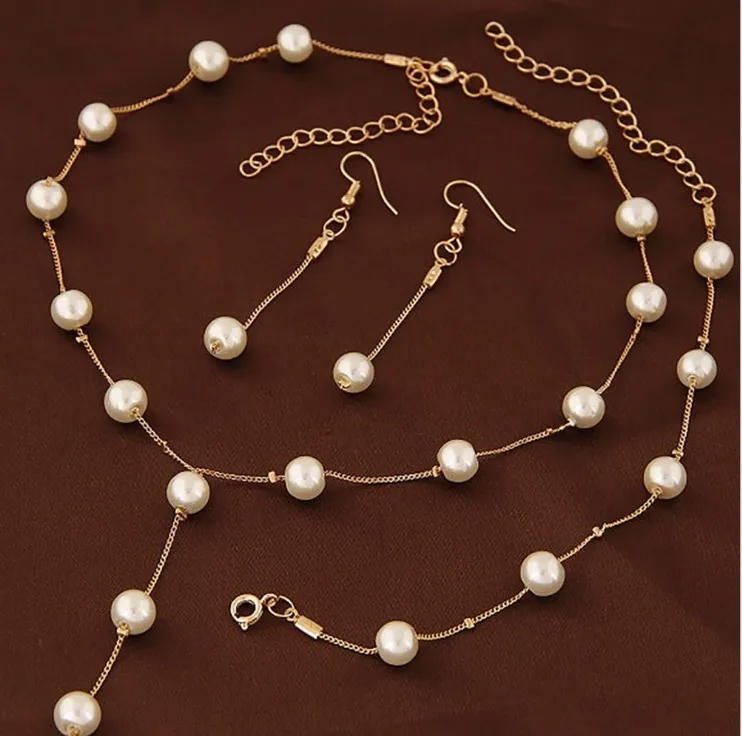 

Boutique Korean fashion sweet OL elegant pearl jewelry set simple temperament