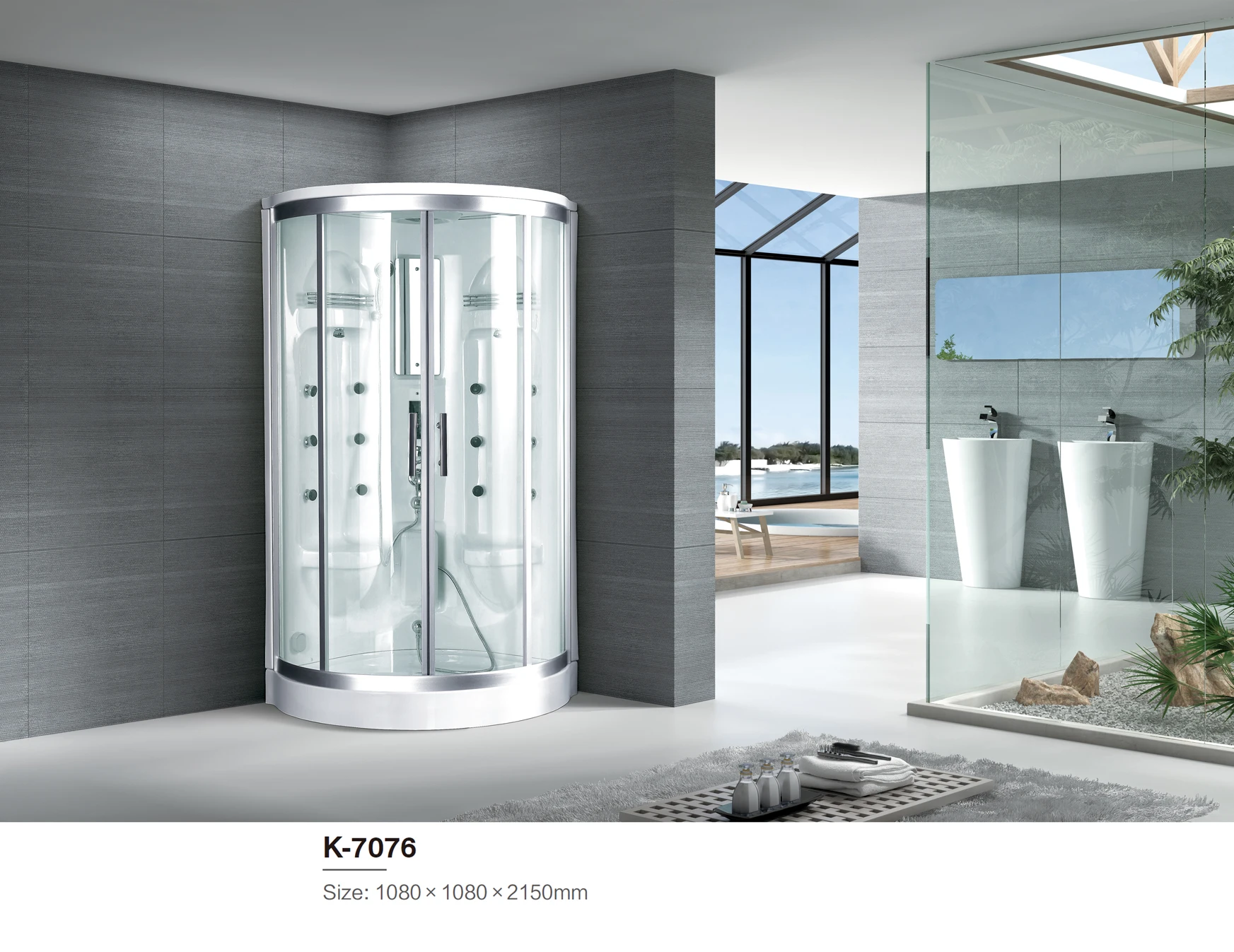 European bath indoor digital cubicle control panel whirlpool acrylic massage soaking jet shower combos steam room K7076