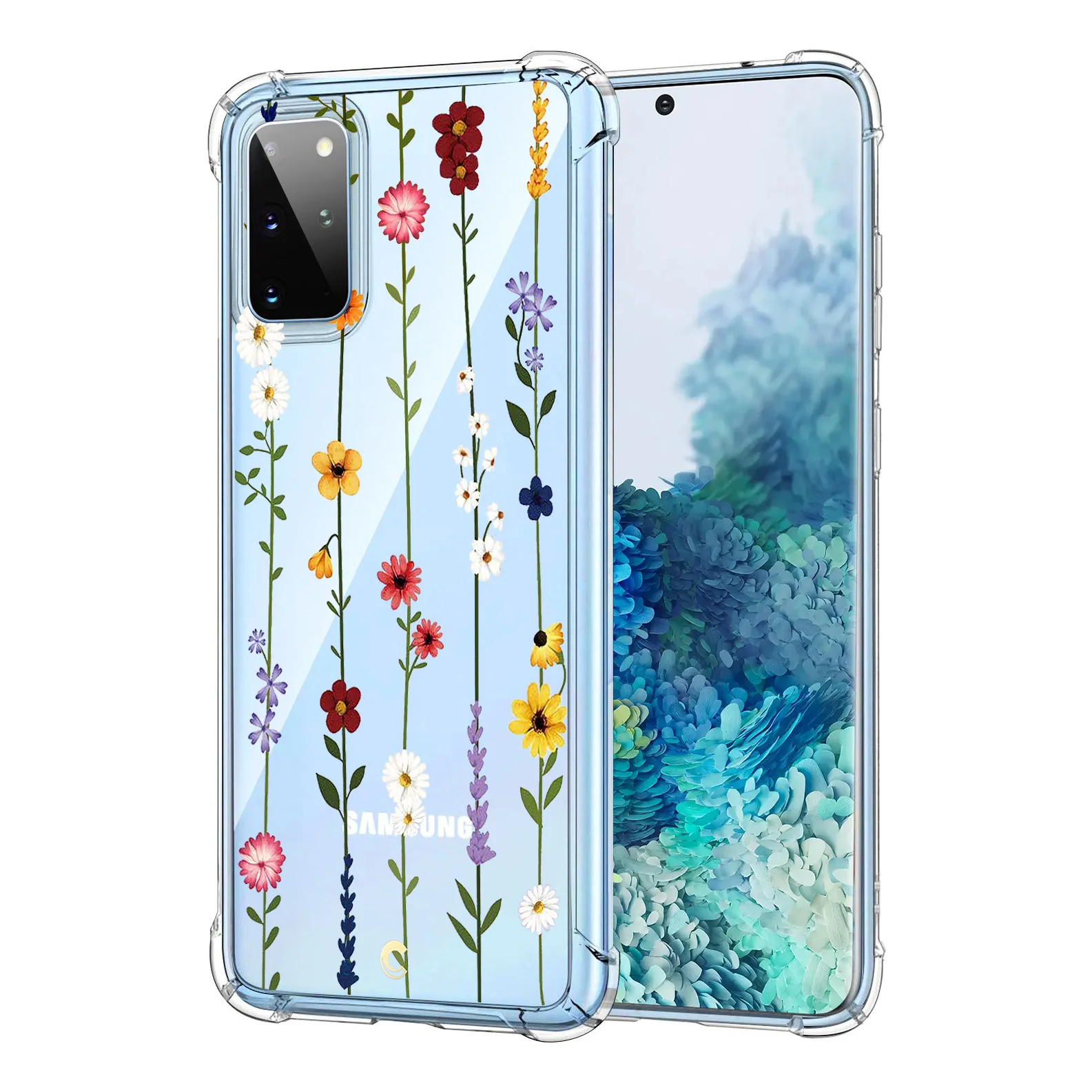 

hot selling Four-corner airbag anti-fall mobile phone case of Floral style, Transparent