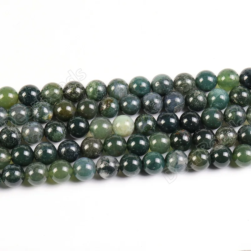 

Wholesale Cheap Natural Semi Precious Green Moss Agate Stone Loose Beads for Jewelry Making 4/6/8/10/12mm