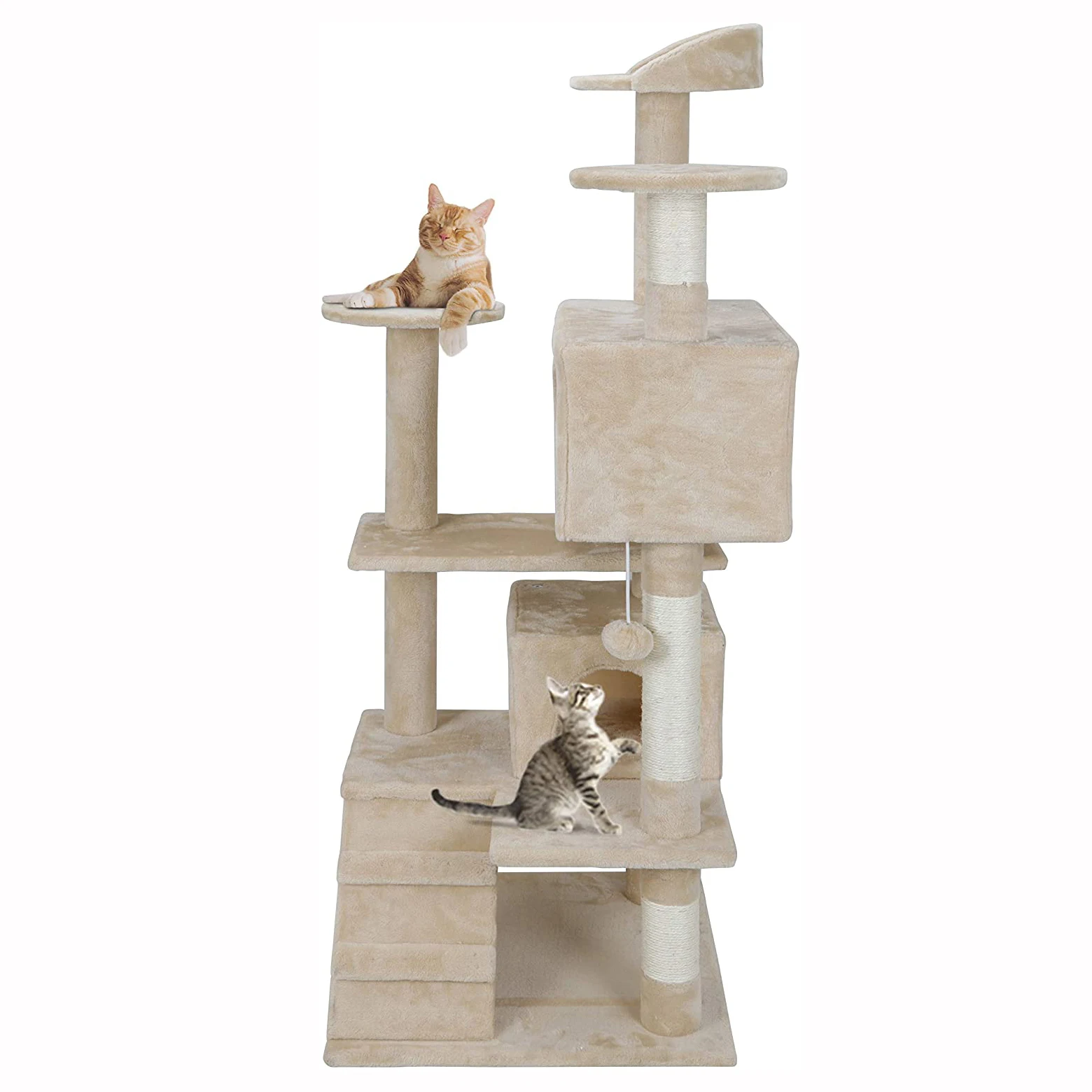 

Amazon Top Seller Heavy Duty Natural Small Manufacture Tower Wood for Adult Large Huge Wide Elegant Scratching Cat Tree Condo, Gray-white or customized