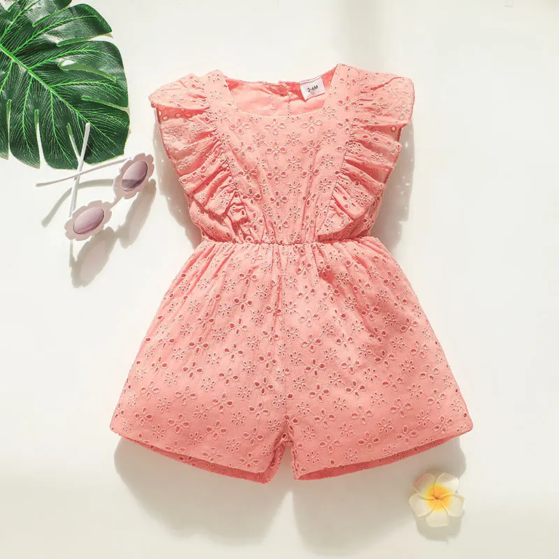 

0-2Y Toddler Kids Baby Girls Rompers Solid Ruffles Short Sleeve Jumpsuit Outfits Clothes