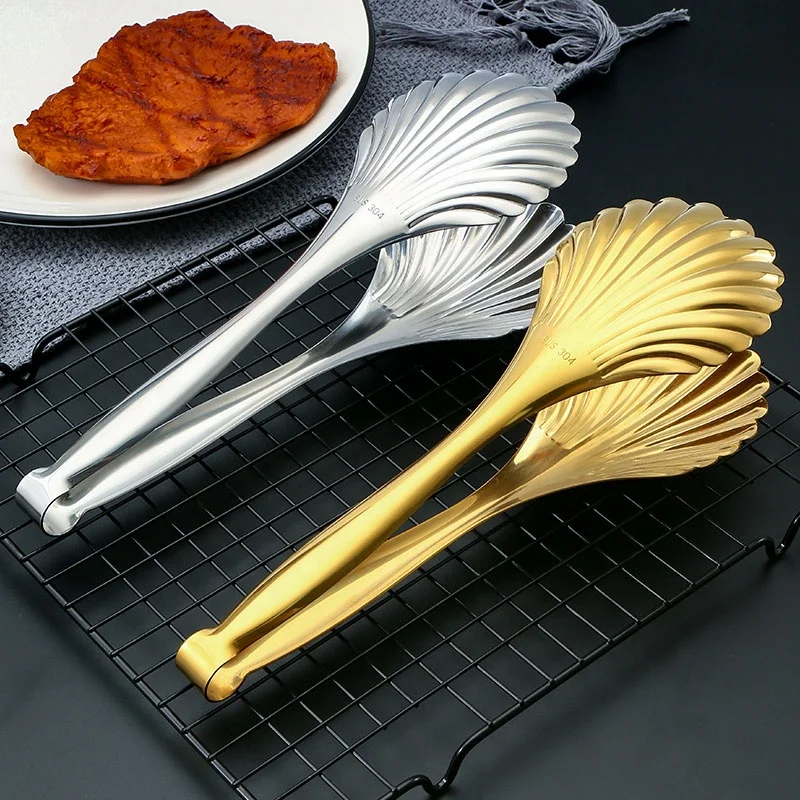 

Food Grade Kitchen Shell shaped 304 Stainless Steel Food Tong