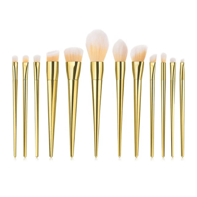 

Hot Sale 12PCS Makeup Brush Set Rose Gold Sliver Color Foundation Blush Eye Shadow Brush Cosmetic, Silver rose gold