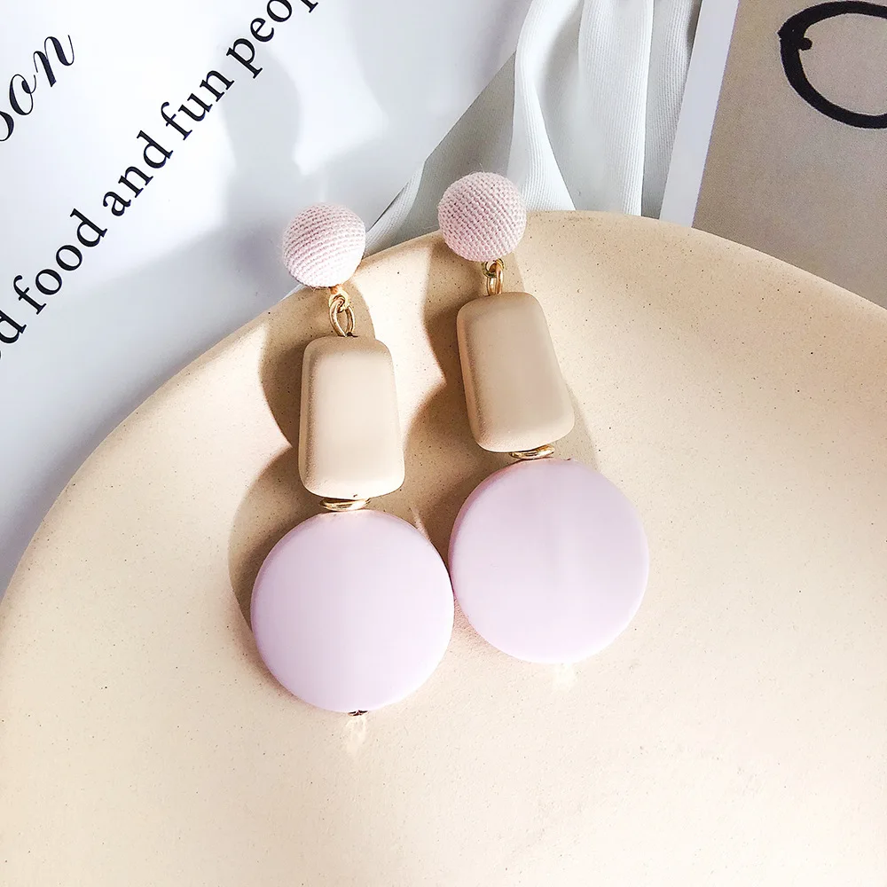 

Acrylic Long Pendant Earrings Female Contrast Round cute earrings, As pic