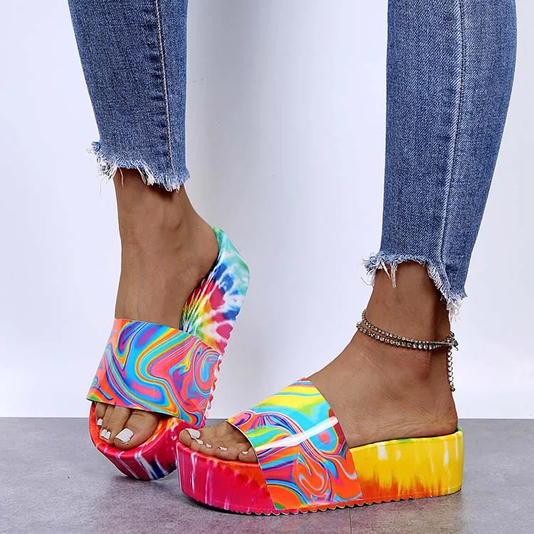 

Summer new fashion indoor outdoor platform large size plus colorful women's sandals
