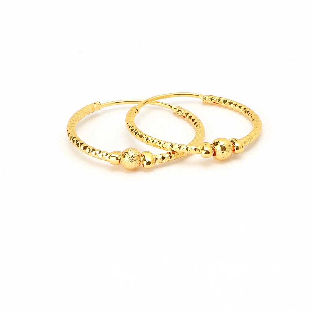 

Jinxiuxing Ball Screw Earrings 24k Gold Plated Fashion Incising Earring Hoops Gold Filled Solid Earring Women Wholesale, Golden
