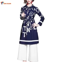 

Guangzhou china manufacturer autumn new casual fashion letter print long sleeve european style women clothing long overcoat